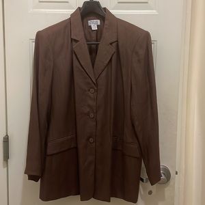 STYLE&CO:NWT-size 2X chocolate brown blazer; 100% Linen.35”from neckline to hem.